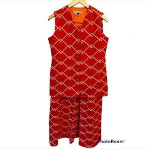 Ms. Today Womens Vintage Skirt Vest Set Red.